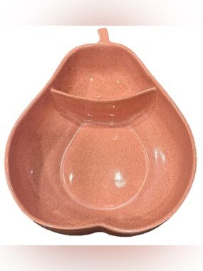 Vintage Pfaltzgraff Pottery Pink Speckled Divided Pear Shaped Bowl 1950s EUC